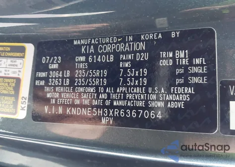 2024 Kia Carnival Mpv Sx Prestige from USA, damaged, VIN KNDNE5H3XR6367064